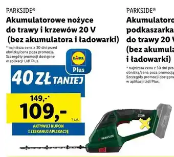 Lidl Nożyce akumulatorowe do trawy i żywopłotu Parkside oferta