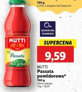 Lidl Passata pomidorowa z bazylią Mutti oferta