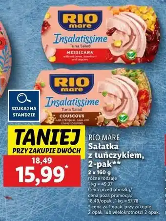 Lidl Sałatka z tuńczyka kuskusem i warzywami Rio Mare Insalatissime oferta