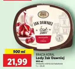 Lidl Lody śmietankowe z wiśniami i sosem wiśniowym Bracia Koral Jak Dawniej oferta