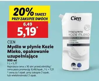 Lidl Mydło w płynie kozie mleko Cien oferta