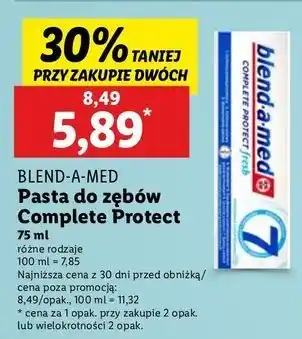 Lidl Pasta do zębów doskonałe odświeżanie Blend-A-Med Complete Protect Fresh 7 oferta