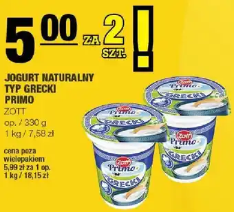 Spar Jogurt naturalny typ grecki Primo Zott 330g oferta