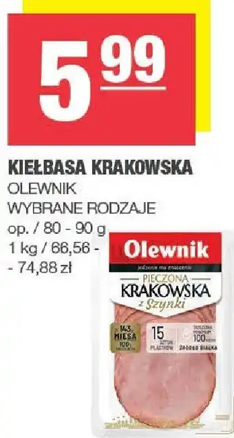 Spar Kiełbasa krakowska 80-90g Olewnik oferta