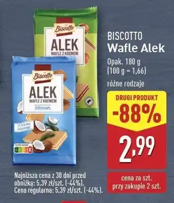 ALDI Wafle alek z kremem kokosowym Biscotto oferta