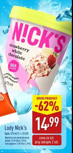 ALDI Lody strawberry white chocolate Nick's oferta