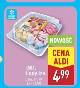 ALDI Lody śmietankowo-cytrynowo-truskawkowo-czekoladowe z sosem porzeczkowym Koral iza oferta