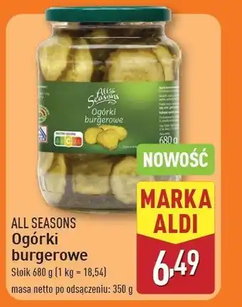 ALDI Ogorki burgerowe All seasons oferta