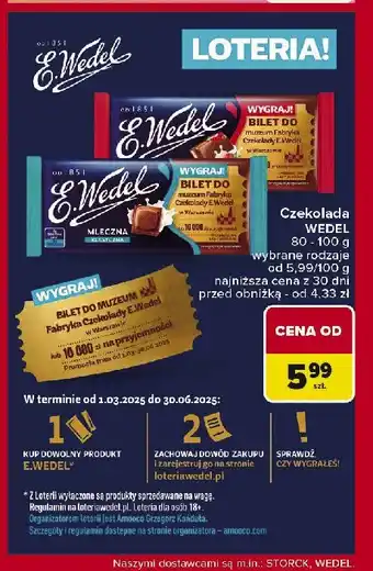 Carrefour Market Czekolada mleczna truskawkowa Wedel oferta