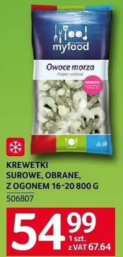 Selgros Krewetki surowe, obrane, z ogonkiem 16-20 800g Myfood oferta