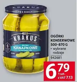 Selgros Ogórki konserwowe 800g Krakus oferta