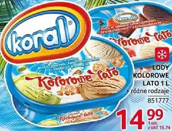 Selgros Lody Kolorowe Lato 1l Korall oferta