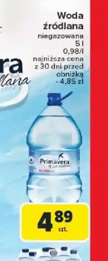 Carrefour Woda źródlana Primavera oferta