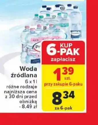 Carrefour Woda źródlana oferta