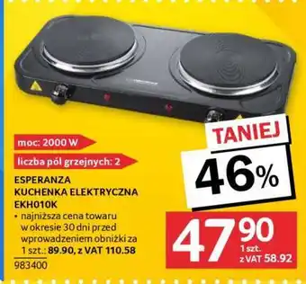 Selgros ESPERANZA KUCHENKA ELEKTRYCZNA EKO10K oferta