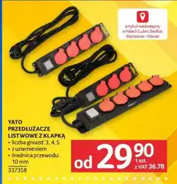 Selgros YATO Przedłużacze Listwowe z Klapką oferta