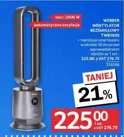 Selgros WEBBER WENTYLATOR BEZŚMIGŁOWY TWB1830 oferta