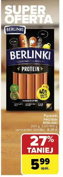 Carrefour Parówki protein Morliny berlinki oferta