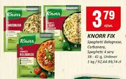 Chorten Knorr fix spaghetti bolognese, carbonara, spaghetti z serem 38-41g Unilever oferta
