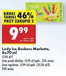 Biedronka Lód waniliowy w polewie kiwi x2 + mango-marakuja truskawka wiśnia Marletto Ice Rockers oferta