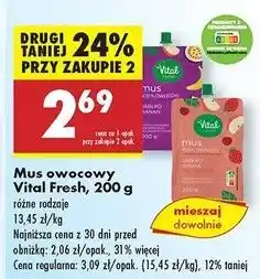Biedronka Mus jabłko-wiśnia-truskawka Vital Fresh oferta
