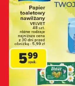 Carrefour Papier toaletowy nawilżany Velvet oferta