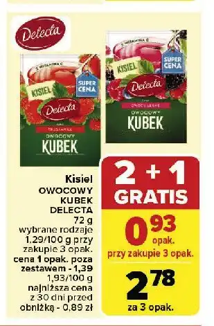 Carrefour Market Kisiel malinowy z kawałkami owoców Delecta owocowy kubek oferta