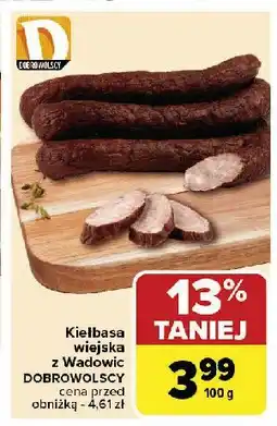 Carrefour Market Kiełbasa wiejska z wadowic Dobrowolscy oferta