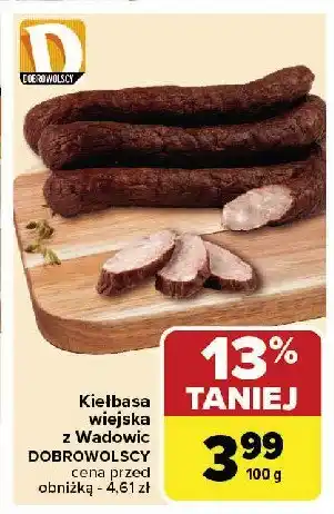 Carrefour Market Kiełbasa wiejska z wadowic Dobrowolscy oferta