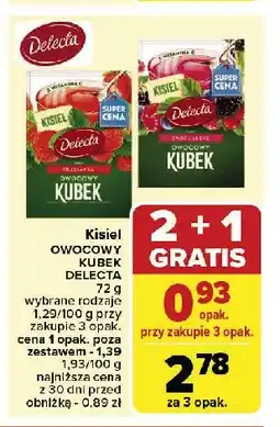 Carrefour Kisiel malinowy z kawałkami owoców Delecta owocowy kubek oferta