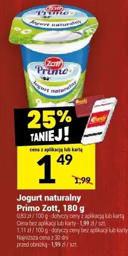 Twój Market Jogurt naturalny Primo Zott, 180 g oferta