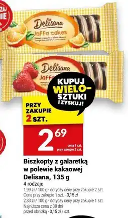Twój Market Biszkopty z galaretką kakaowej Delisana, 135 g oferta