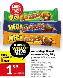 Twój Market Wafle Mega Grześki w czekoladzie, 48 g oferta