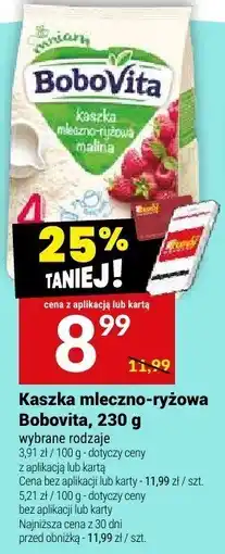 Twój Market Kaszka mleczno-ryżowa Bobovita, 230 g oferta