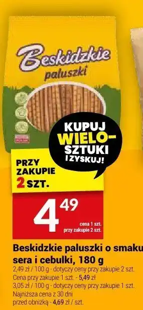 Twój Market Paluszki Beskidzkie o smaku serka i cebulki 180 g oferta