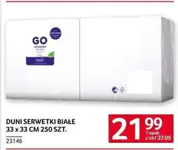 Selgros DUNI SERWETKI BIAŁE 33 x 33 CM 250 SZT oferta