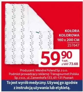 Selgros Kołdra kolorowa 160 x 200 cm oferta