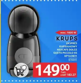 Selgros KRUPS Ekspres kapsułkowy Nescafe Dolce Gusto Piccolo XS KP1A3B31 oferta