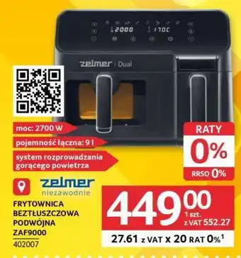 Selgros Zelmer Dual Frytownica Beztłuszczowa Podwójna ZAF9000 oferta