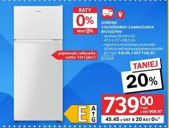 Selgros GORENJE CHŁODZIARKO-ZAMRAŻARKA RF212EPW4 oferta