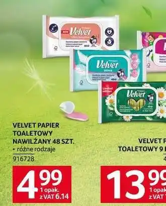 Selgros VELVET PAPIER TOALETOWY NAWILŻANY 48 SZT oferta