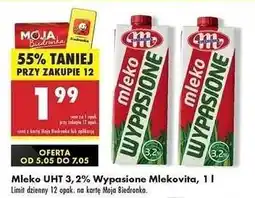 Biedronka MLEKO UHT 3,2 WYPASIONE MLEKOVITA 1 L oferta