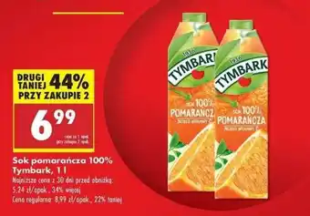 Biedronka Sok pomarańcza 100% Tymbark, 1 l oferta