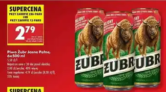 Biedronka Piwo Żubr Jasne Pełne 6x500 ml oferta