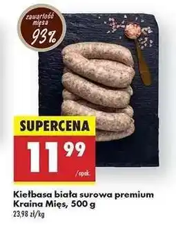 Biedronka Kielbasa biała surowa premium Kraina Mięs 500 g oferta