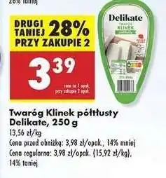 Biedronka Twaróg Klinek półtłusty Delikate, 250 g oferta