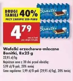 Biedronka Wafelki orzechowo-mleczne Bonitki, 8x25 g oferta