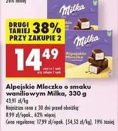 Biedronka Alpejskie Mleczko o smaku waniliowym Milka 330 g oferta