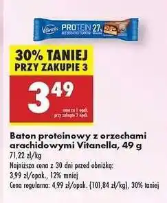 Biedronka Baton proteinowy z orzechami arachidowymi Vitanella 49 g oferta