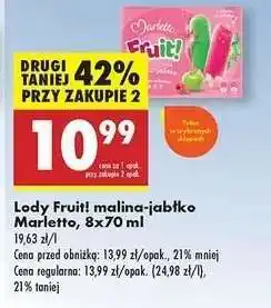 Biedronka Lody Fruit! malina-jabłko Marletto, 8x70 ml oferta